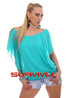 Scooped Neck Blouse Batwing Top